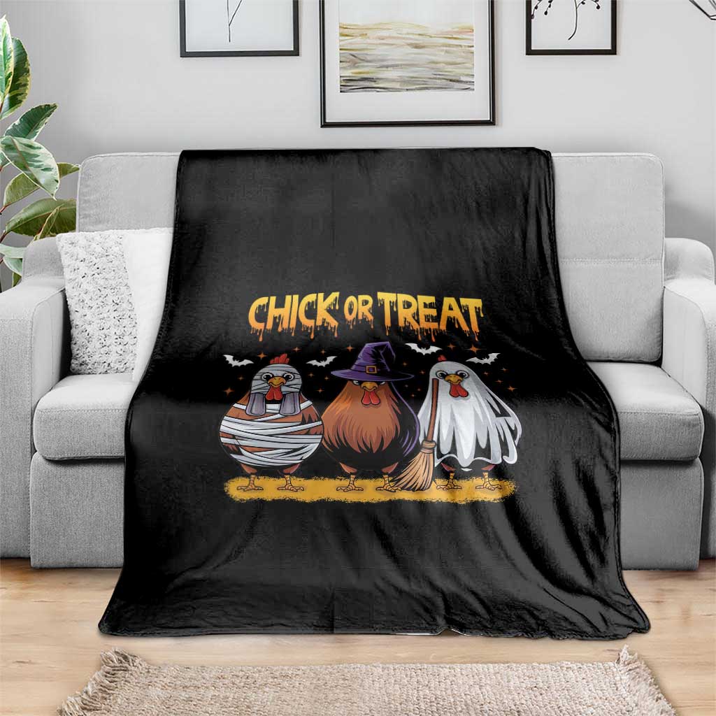 Funny Halloween Throw Blanket Chick Or Treat Spooky Chicken - Wonder Print Shop