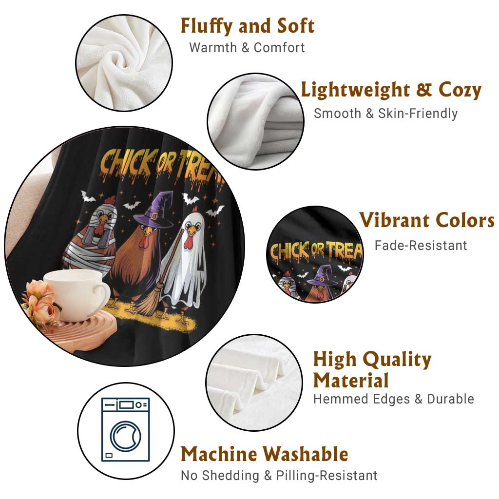 Funny Halloween Throw Blanket Chick Or Treat Spooky Chicken - Wonder Print Shop