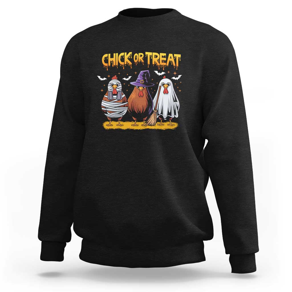 Funny Halloween Sweatshirt Chick Or Treat Spooky Chicken - Wonder Print Shop