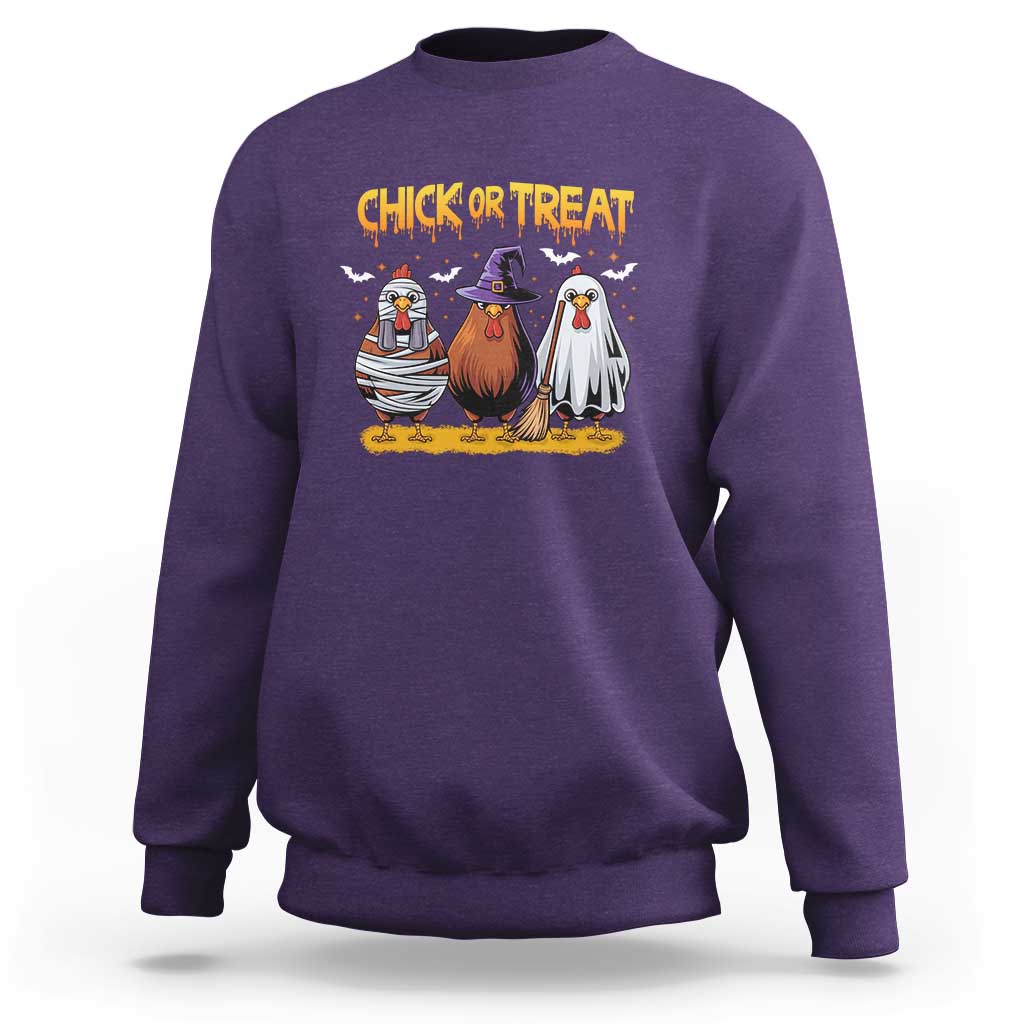 Funny Halloween Sweatshirt Chick Or Treat Spooky Chicken - Wonder Print Shop