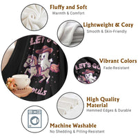 Halloween Cowboy Throw Blanket Let's Go Ghouls Ghost Riding Horse - Wonder Print Shop