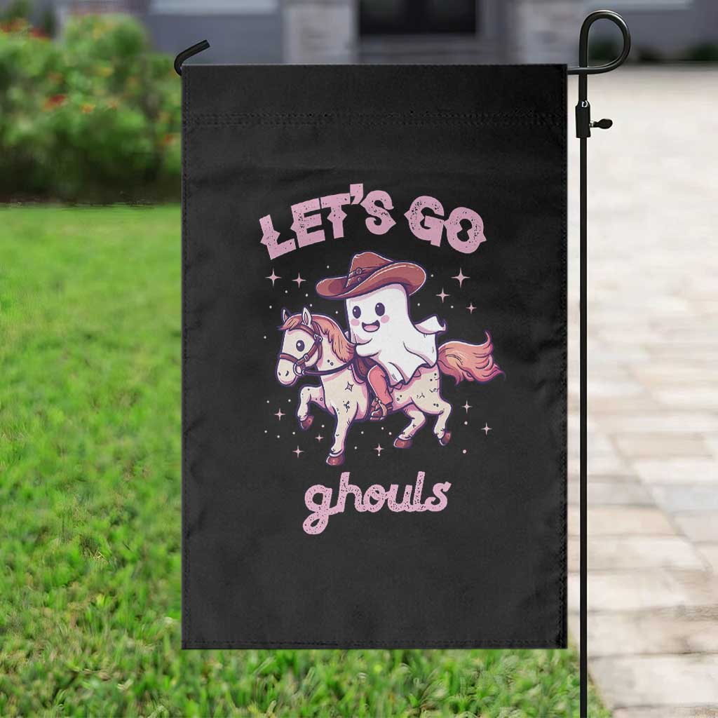 Halloween Cowboy Garden Flag Let's Go Ghouls Ghost Riding Horse - Wonder Print Shop