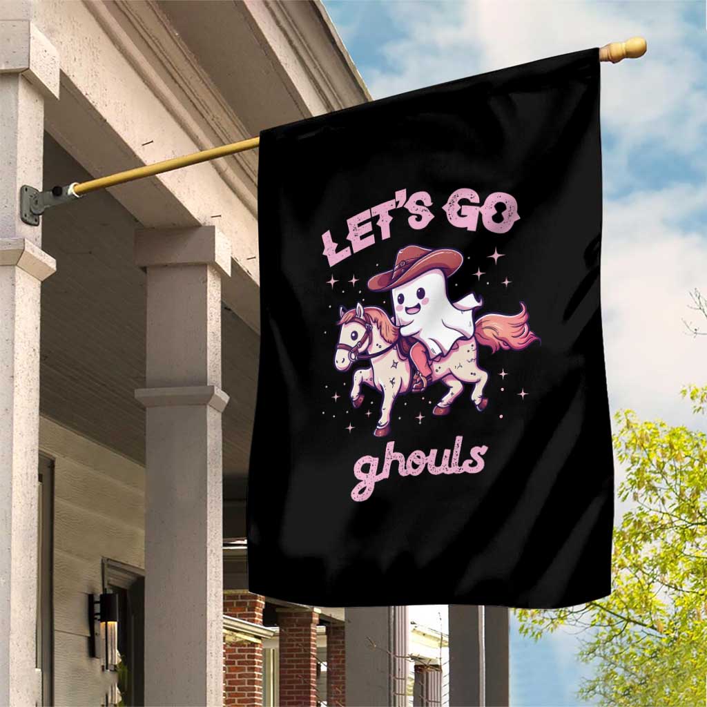 Halloween Cowboy Garden Flag Let's Go Ghouls Ghost Riding Horse - Wonder Print Shop
