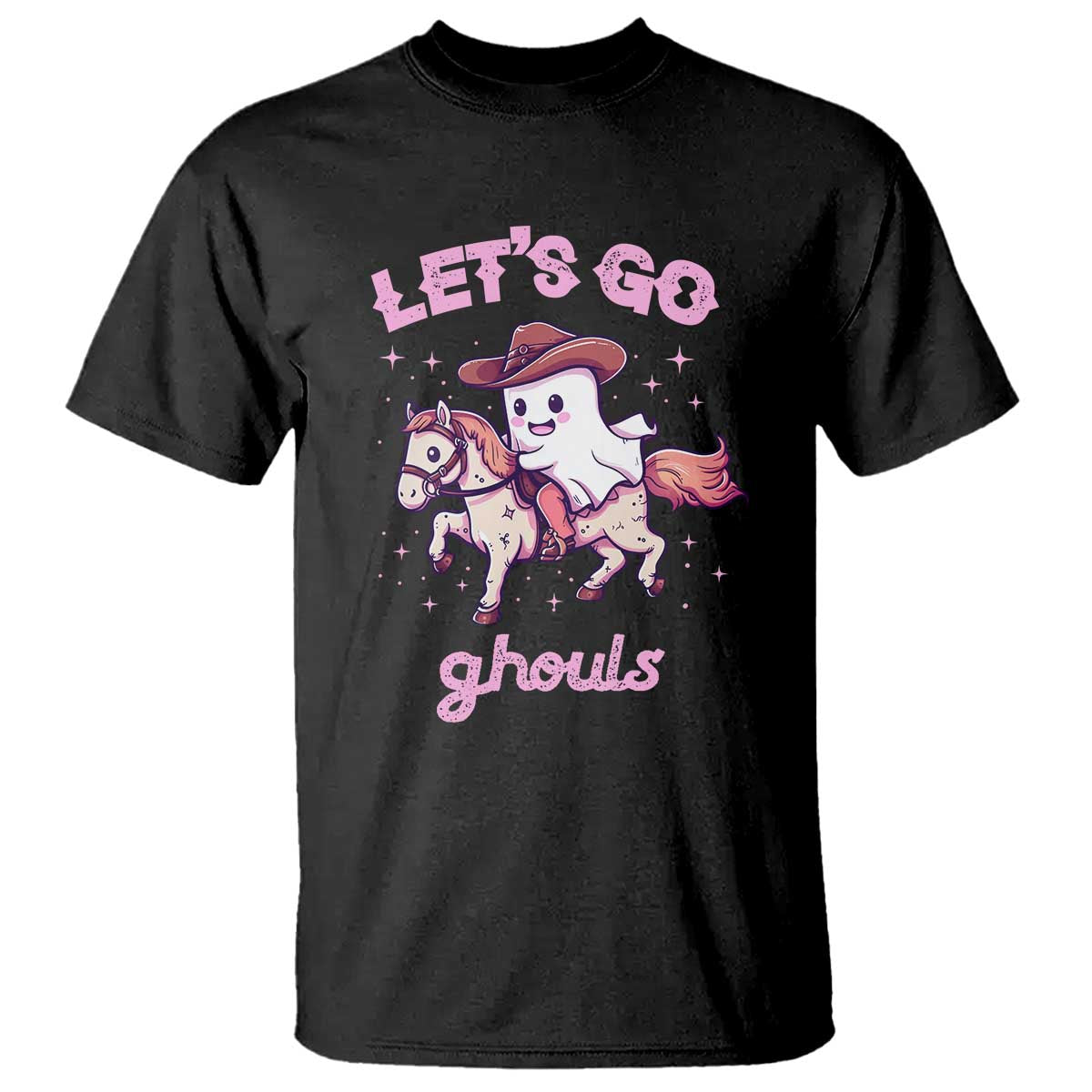 Halloween Cowboy T Shirt Let's Go Ghouls Ghost Riding Horse - Wonder Print Shop