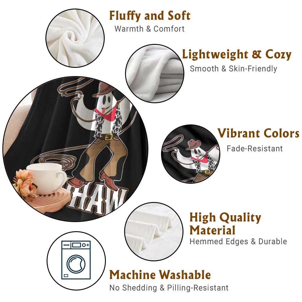 Halloween Cowboy Throw Blanket BooHaw Western Ghost - Wonder Print Shop