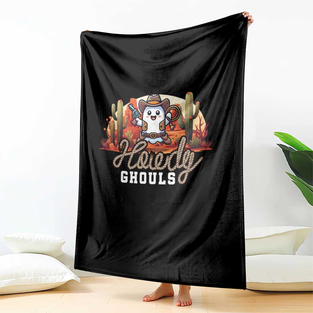 Halloween Cowboy Throw Blanket Howdy Ghouls Funny Western Ghost - Wonder Print Shop