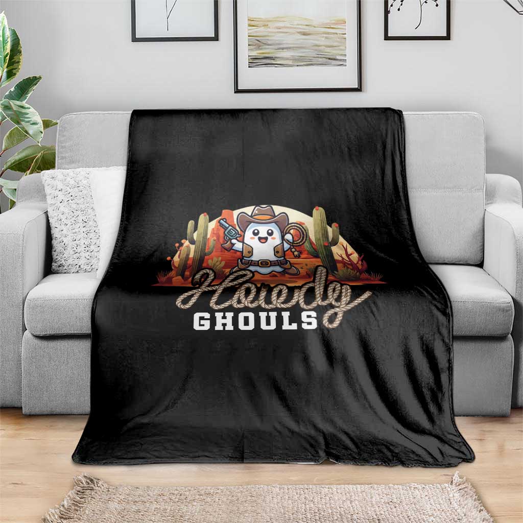 Halloween Cowboy Throw Blanket Howdy Ghouls Funny Western Ghost - Wonder Print Shop