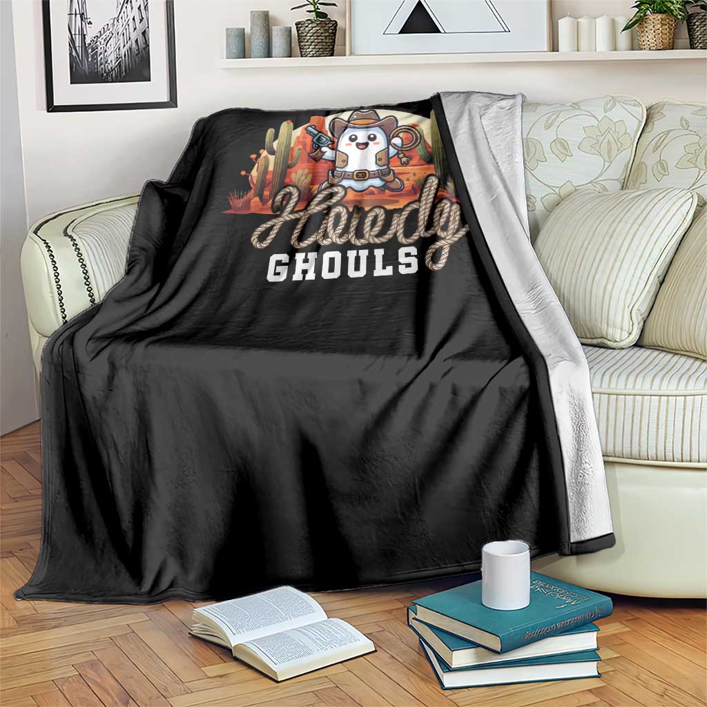 Halloween Cowboy Throw Blanket Howdy Ghouls Funny Western Ghost - Wonder Print Shop