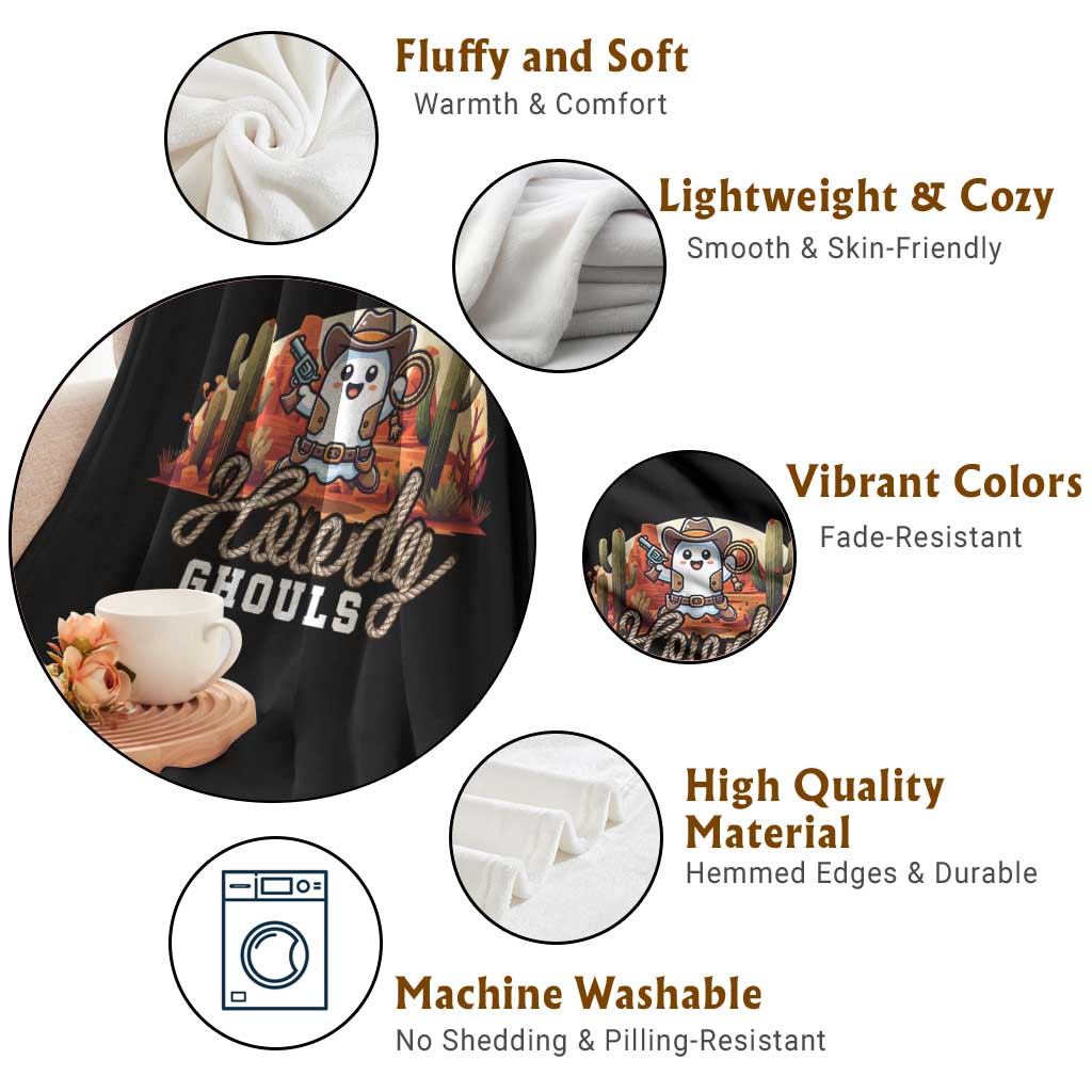 Halloween Cowboy Throw Blanket Howdy Ghouls Funny Western Ghost - Wonder Print Shop