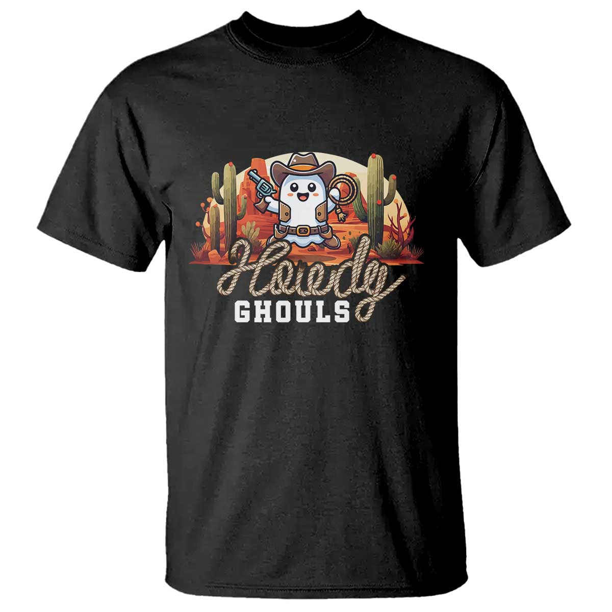 Halloween Cowboy T Shirt Howdy Ghouls Funny Western Ghost