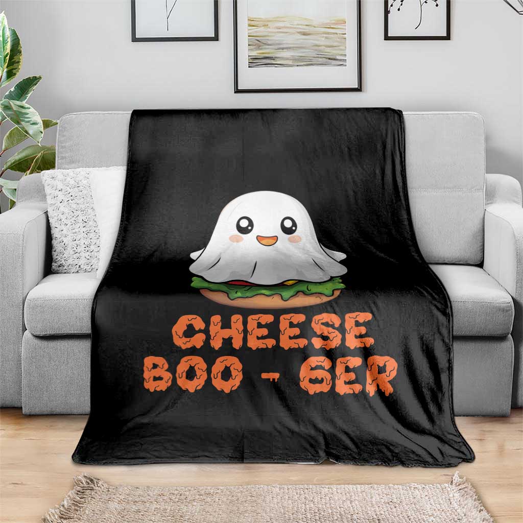 Funny Halloween Throw Blanket Cheese Boo-ger Cute Hamburger Ghost - Wonder Print Shop