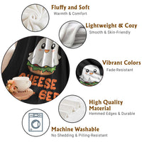 Funny Halloween Throw Blanket Cheese Boo-ger Cute Hamburger Ghost - Wonder Print Shop