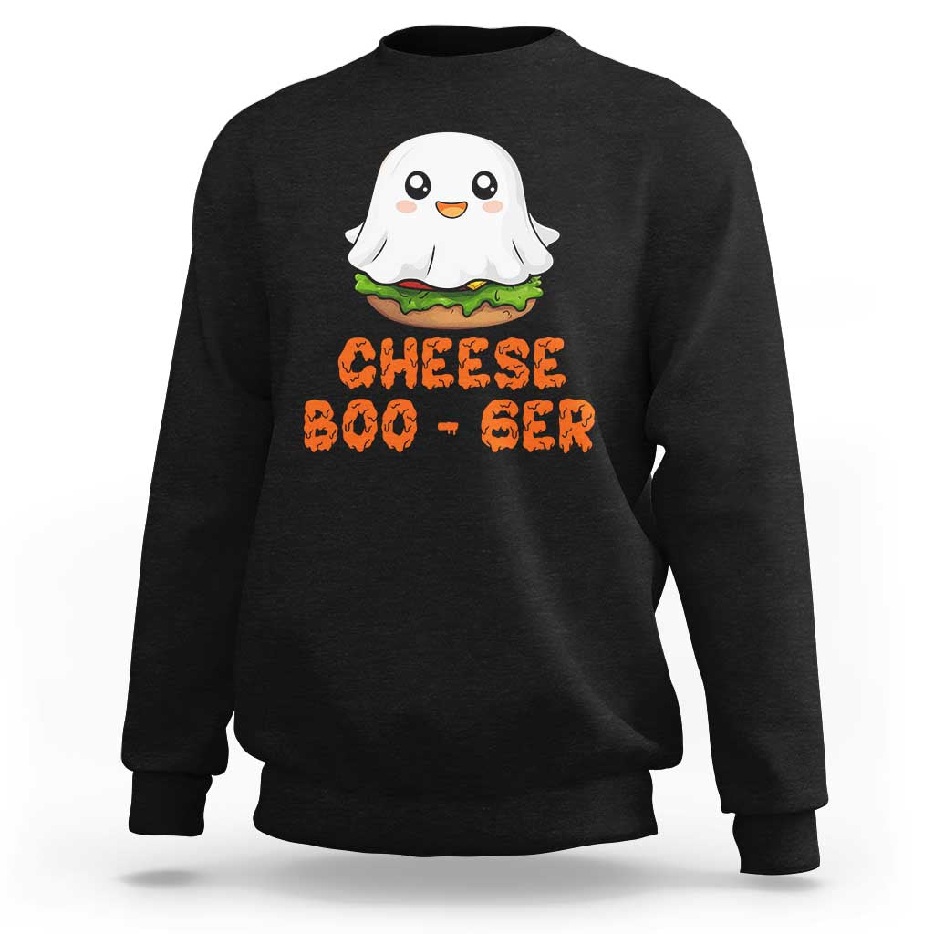 Funny Halloween Sweatshirt Cheese Boo-ger Cute Hamburger Ghost - Wonder Print Shop