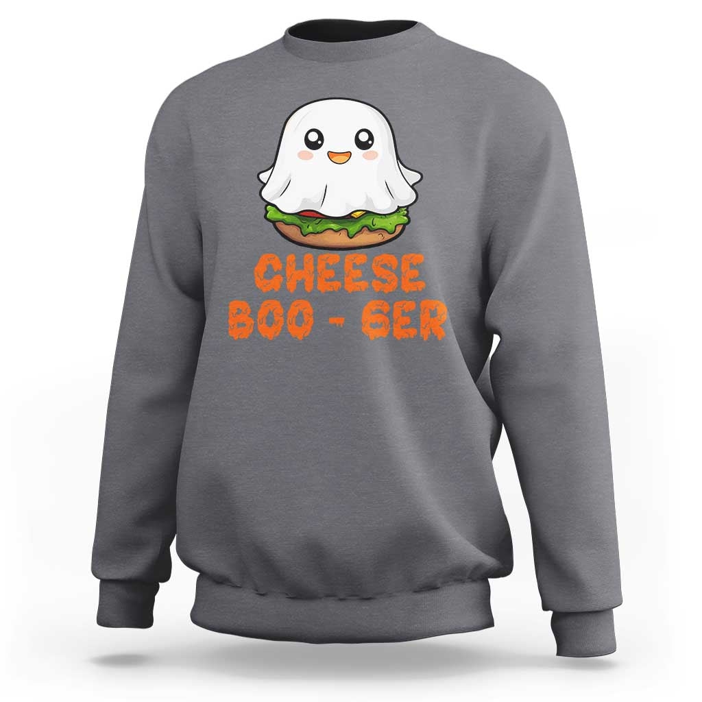Funny Halloween Sweatshirt Cheese Boo-ger Cute Hamburger Ghost - Wonder Print Shop