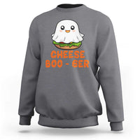 Funny Halloween Sweatshirt Cheese Boo-ger Cute Hamburger Ghost - Wonder Print Shop