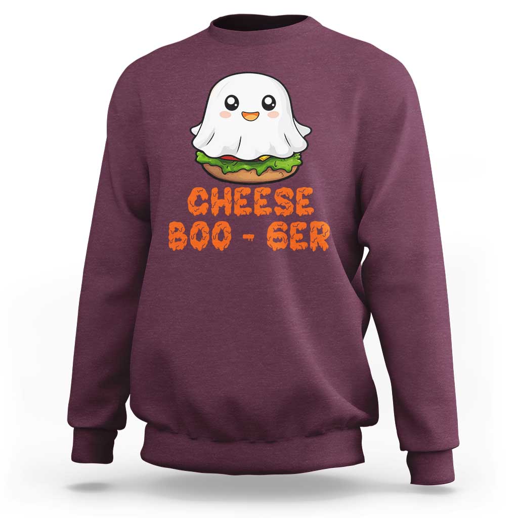 Funny Halloween Sweatshirt Cheese Boo-ger Cute Hamburger Ghost - Wonder Print Shop
