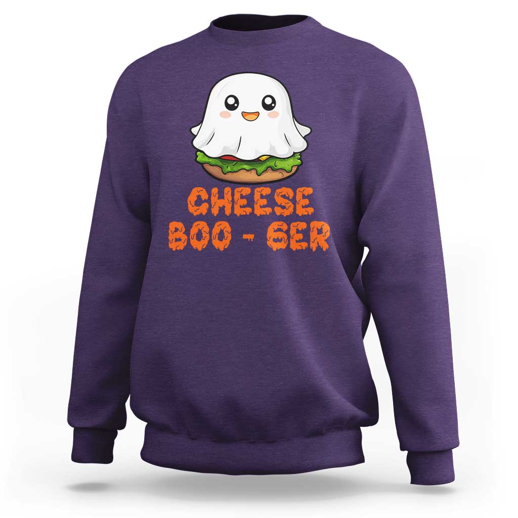 Funny Halloween Sweatshirt Cheese Boo-ger Cute Hamburger Ghost - Wonder Print Shop