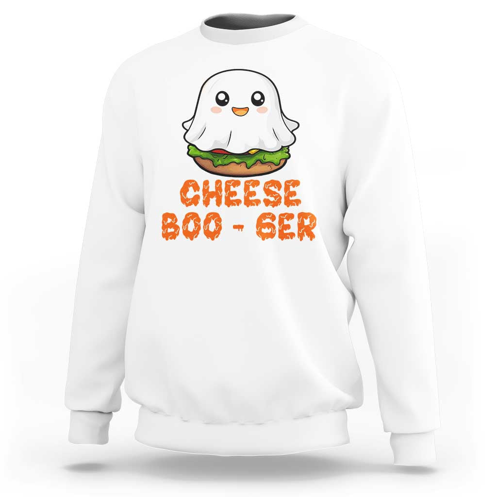 Funny Halloween Sweatshirt Cheese Boo-ger Cute Hamburger Ghost - Wonder Print Shop