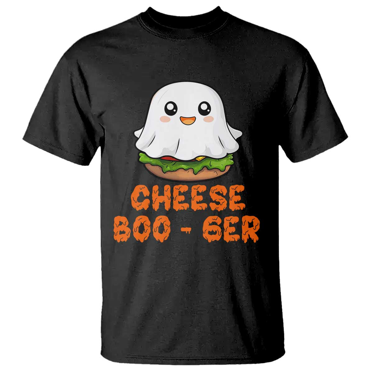 Funny Halloween T Shirt Cheese Boo-ger Cute Hamburger Ghost - Wonder Print Shop