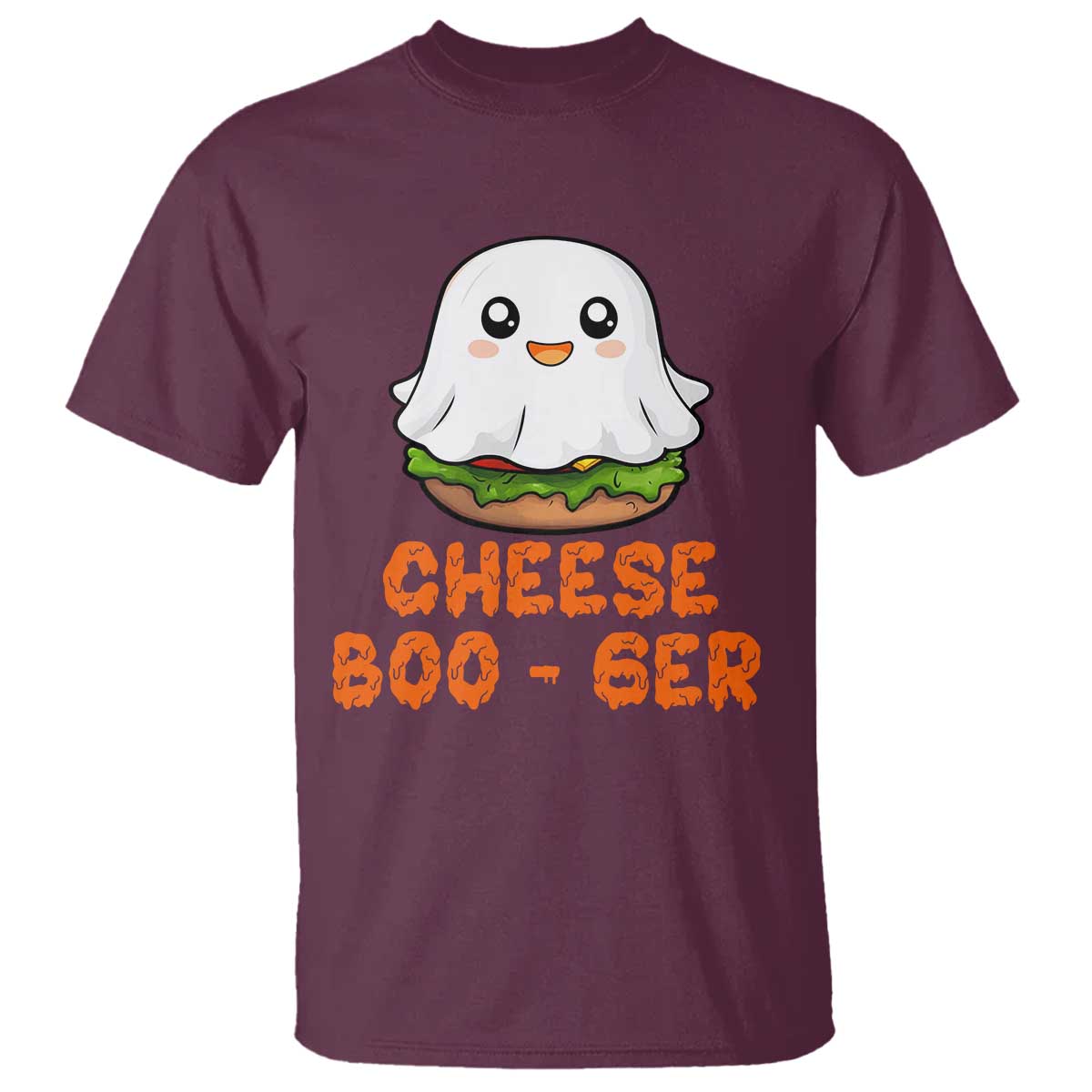 Funny Halloween T Shirt Cheese Boo-ger Cute Hamburger Ghost - Wonder Print Shop