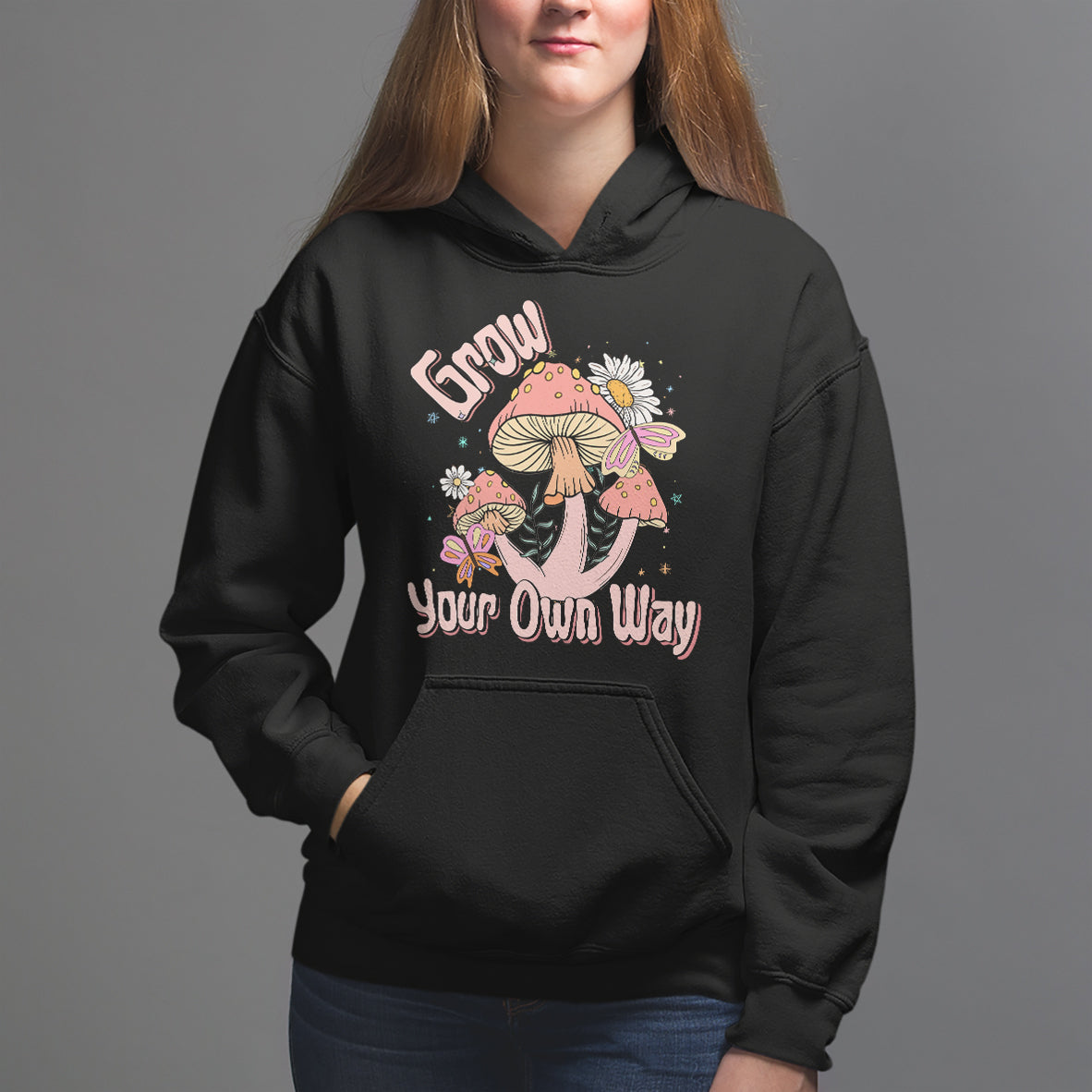 Grow Your Own Way Mushroom Level Up Hoodie - Wonder Print Shop