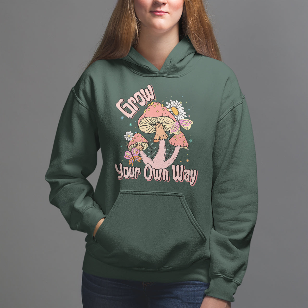 Grow Your Own Way Mushroom Level Up Hoodie - Wonder Print Shop