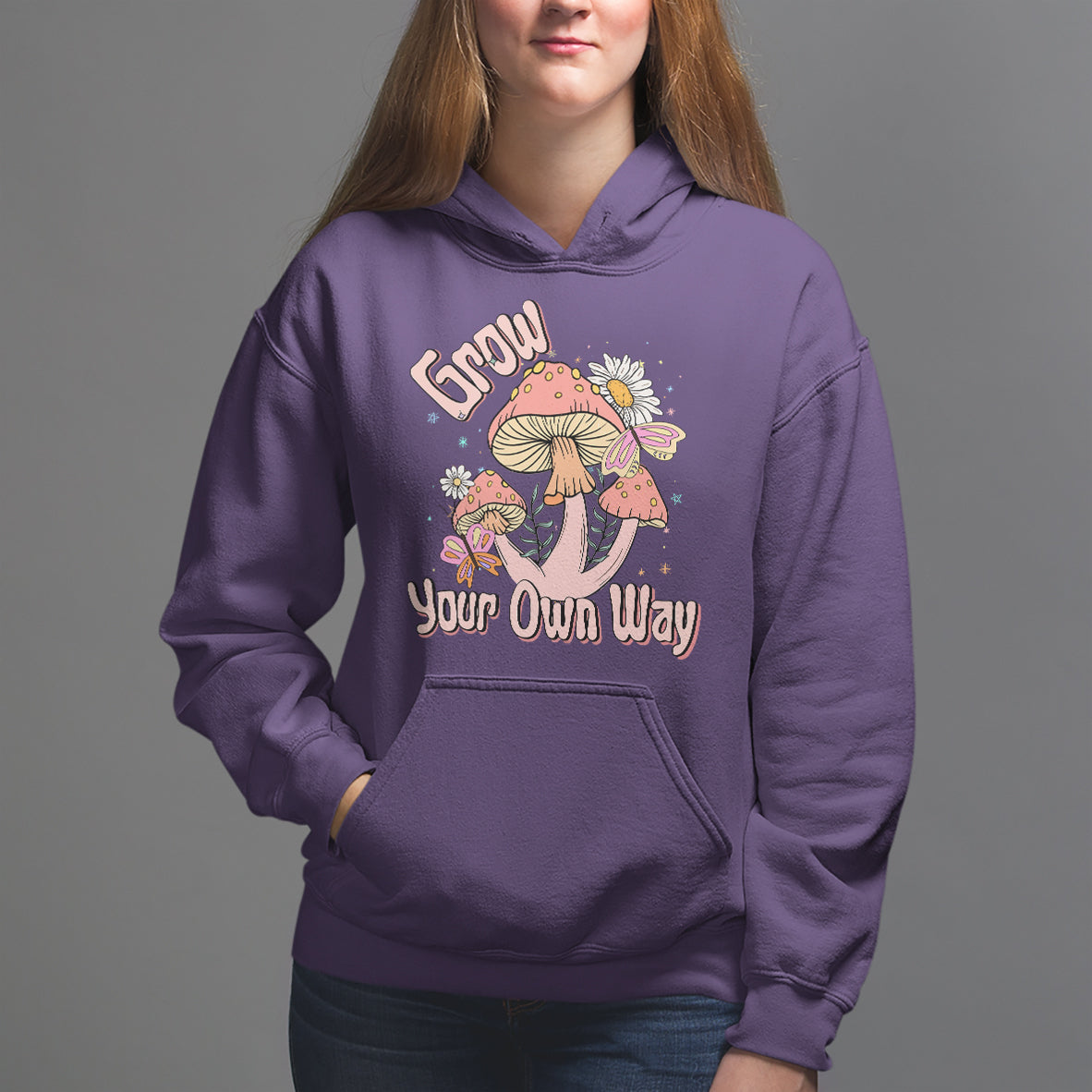 Grow Your Own Way Mushroom Level Up Hoodie - Wonder Print Shop