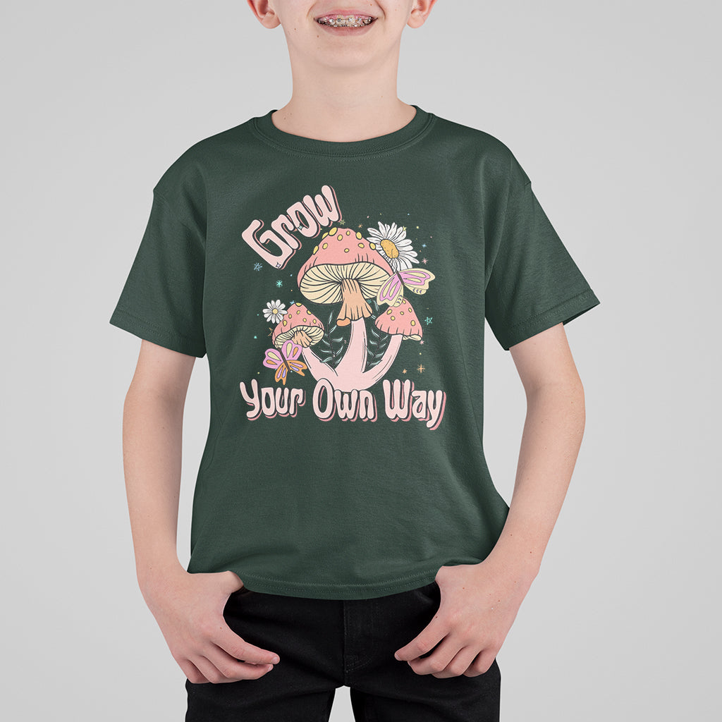 Grow Your Own Way Mushroom Level Up T Shirt For Kid - Wonder Print Shop