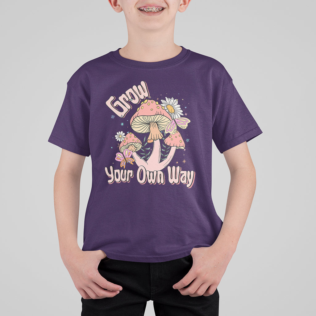 Grow Your Own Way Mushroom Level Up T Shirt For Kid - Wonder Print Shop