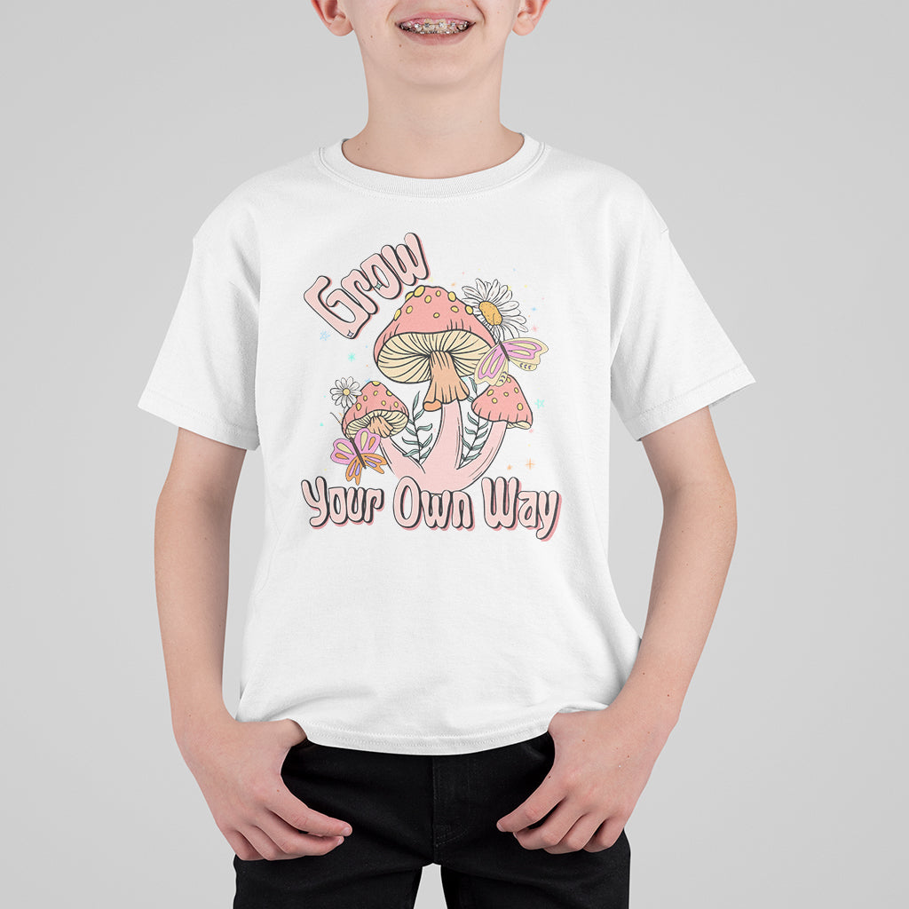 Grow Your Own Way Mushroom Level Up T Shirt For Kid - Wonder Print Shop
