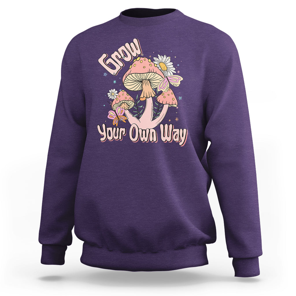 Grow Your Own Way Mushroom Level Up Sweatshirt - Wonder Print Shop