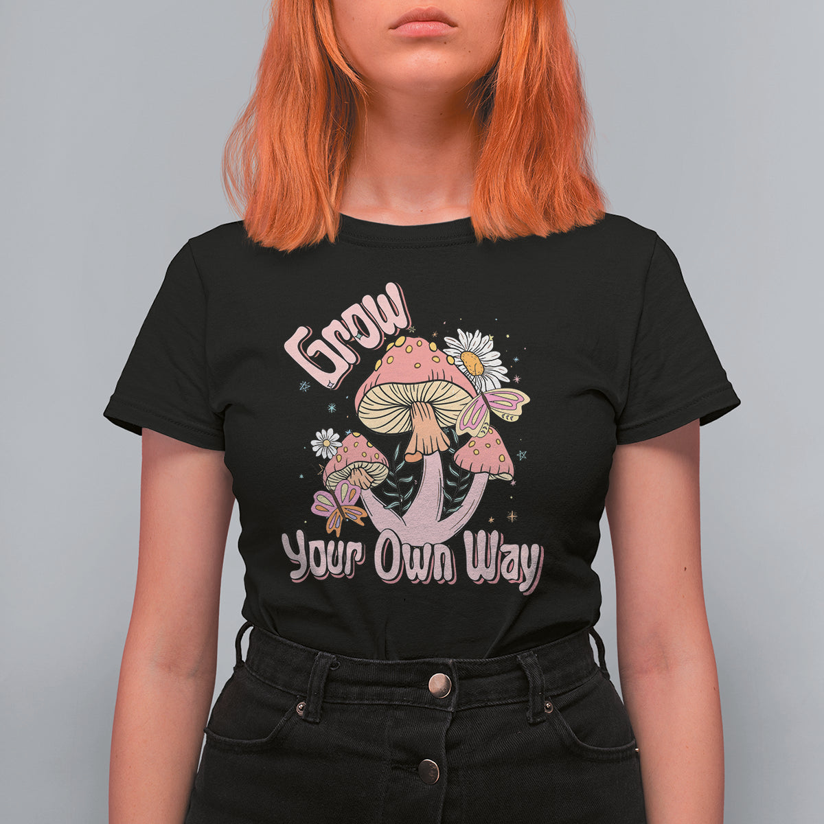 Grow Your Own Way Mushroom Level Up T Shirt For Women - Wonder Print Shop