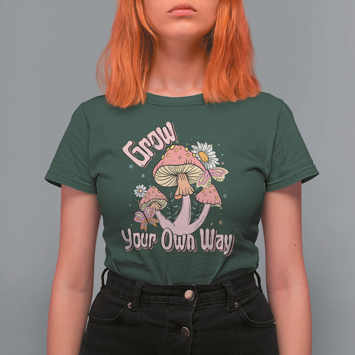 Grow Your Own Way Mushroom Level Up T Shirt For Women - Wonder Print Shop