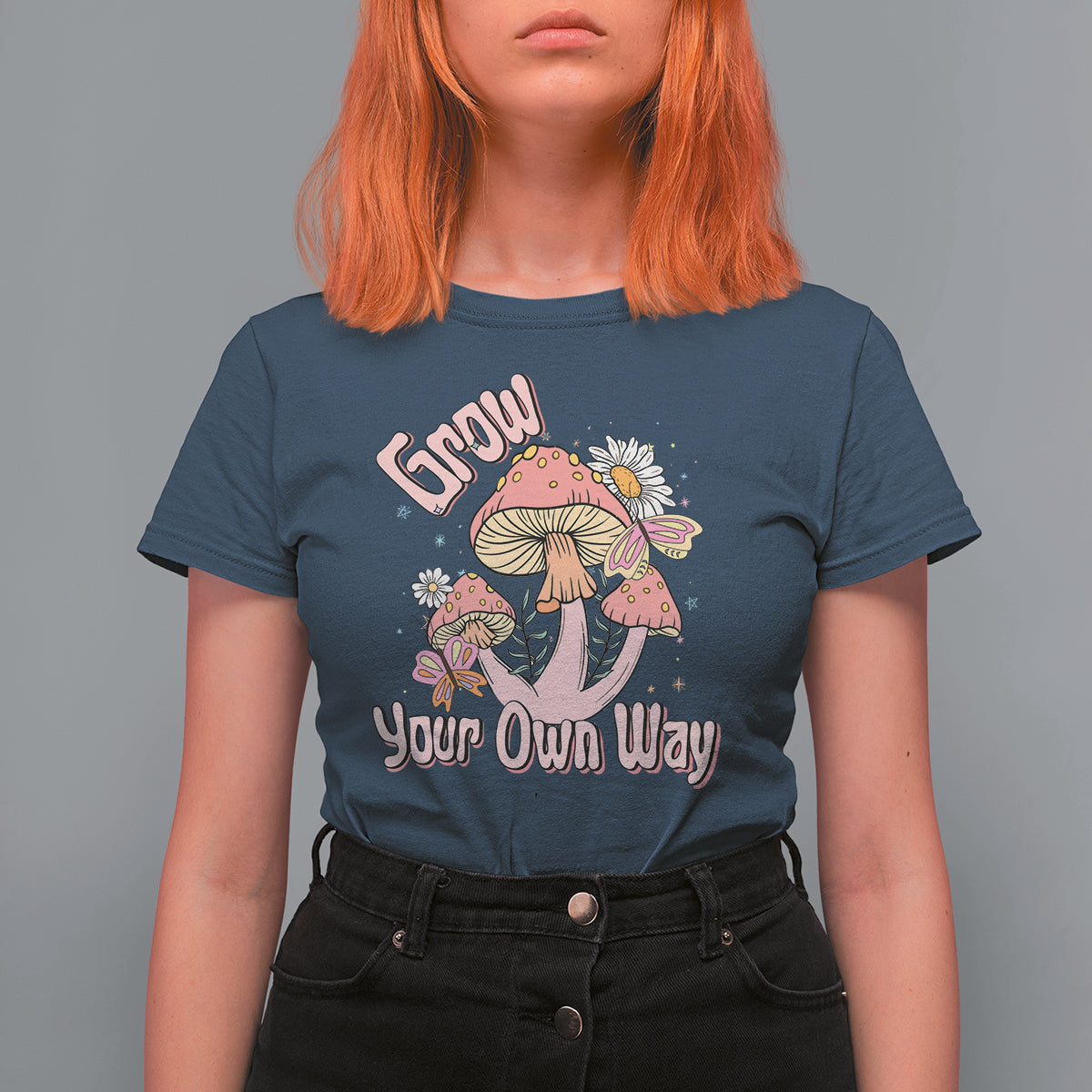 Grow Your Own Way Mushroom Level Up T Shirt For Women - Wonder Print Shop