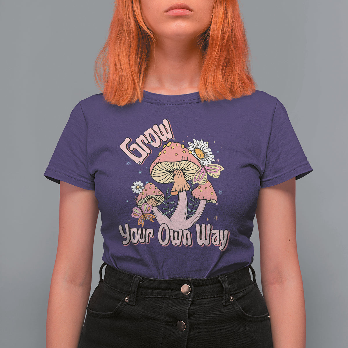 Grow Your Own Way Mushroom Level Up T Shirt For Women - Wonder Print Shop