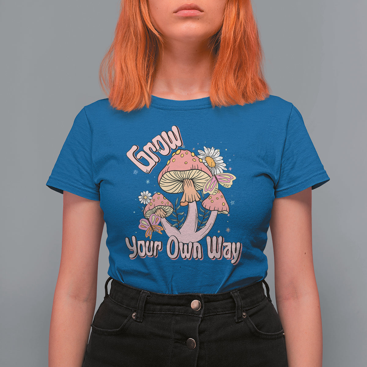 Grow Your Own Way Mushroom Level Up T Shirt For Women - Wonder Print Shop