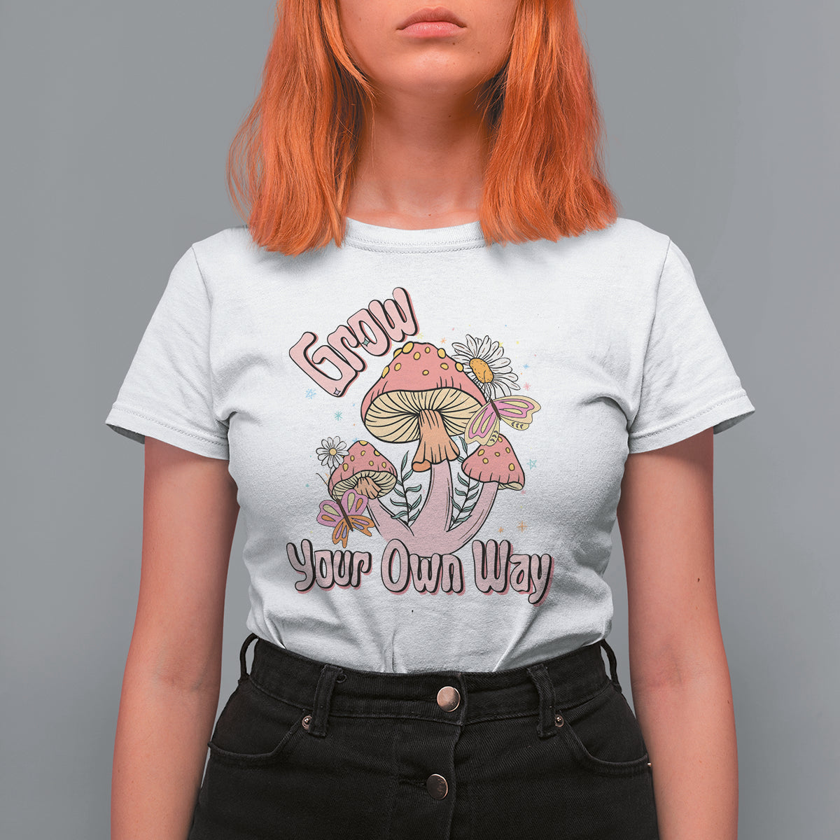 Grow Your Own Way Mushroom Level Up T Shirt For Women - Wonder Print Shop