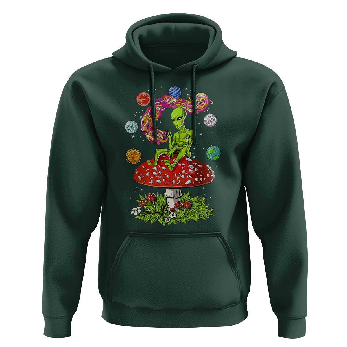 Outer Space Funny Alien Smoking Hoodie