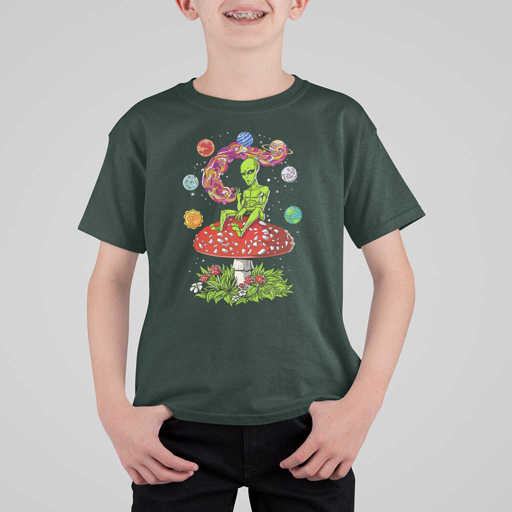 Outer Space Funny Alien Smoking T Shirt For Kid