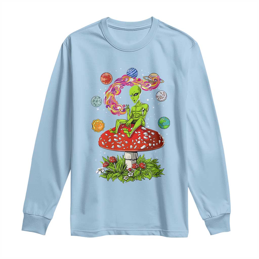 Outer Space Funny Alien Smoking Long Sleeve Shirt