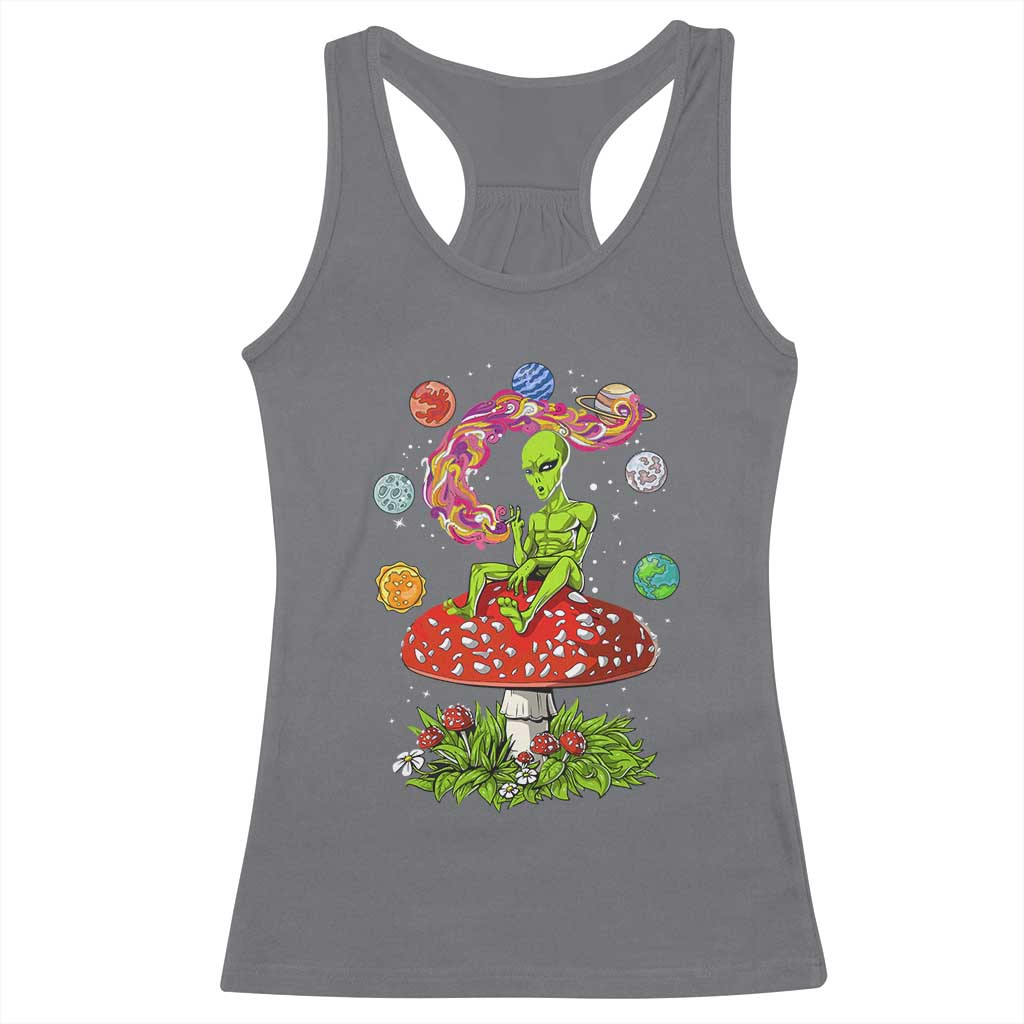 Outer Space Funny Alien Smoking Racerback Tank Top