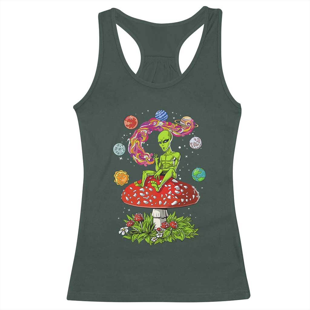 Outer Space Funny Alien Smoking Racerback Tank Top