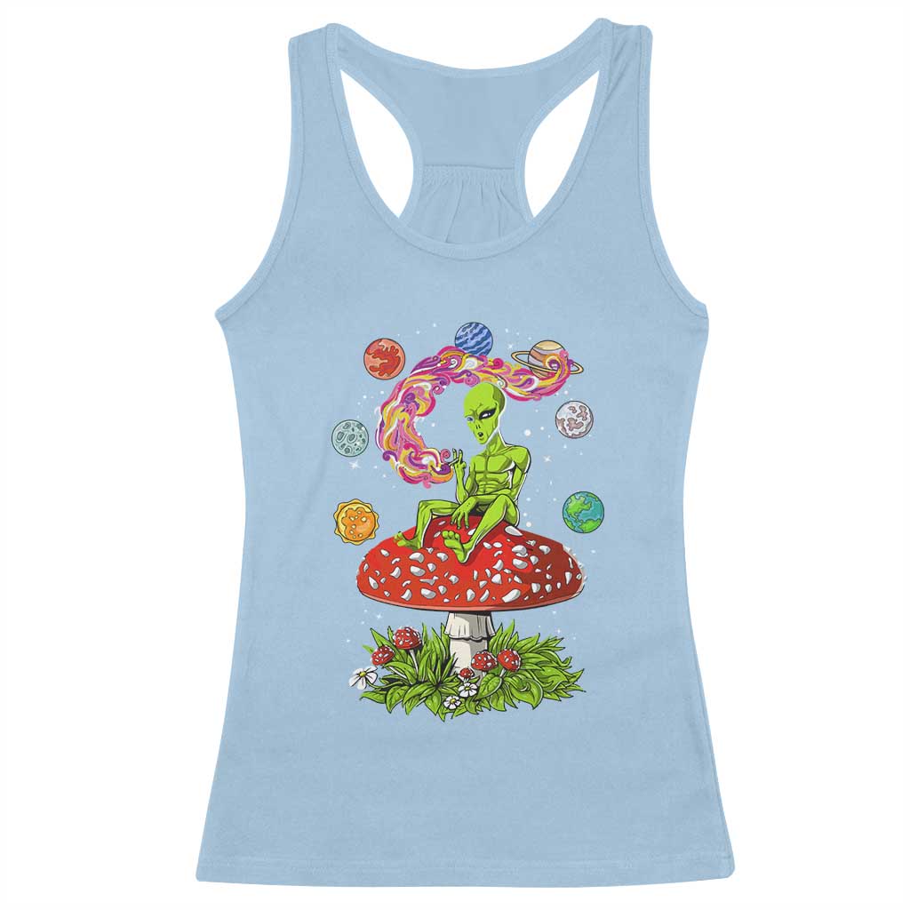 Outer Space Funny Alien Smoking Racerback Tank Top