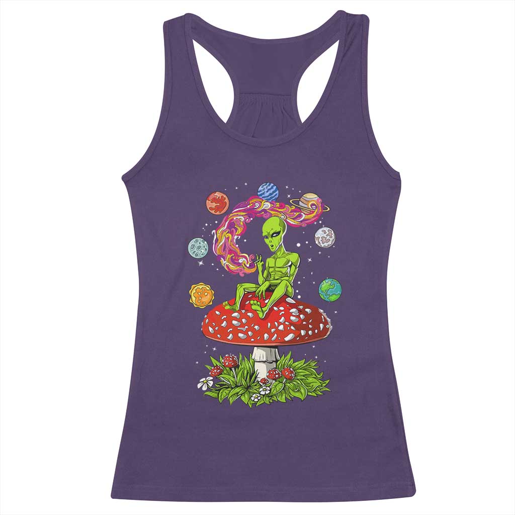 Outer Space Funny Alien Smoking Racerback Tank Top