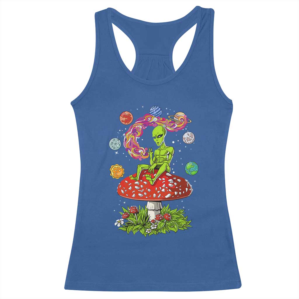 Outer Space Funny Alien Smoking Racerback Tank Top