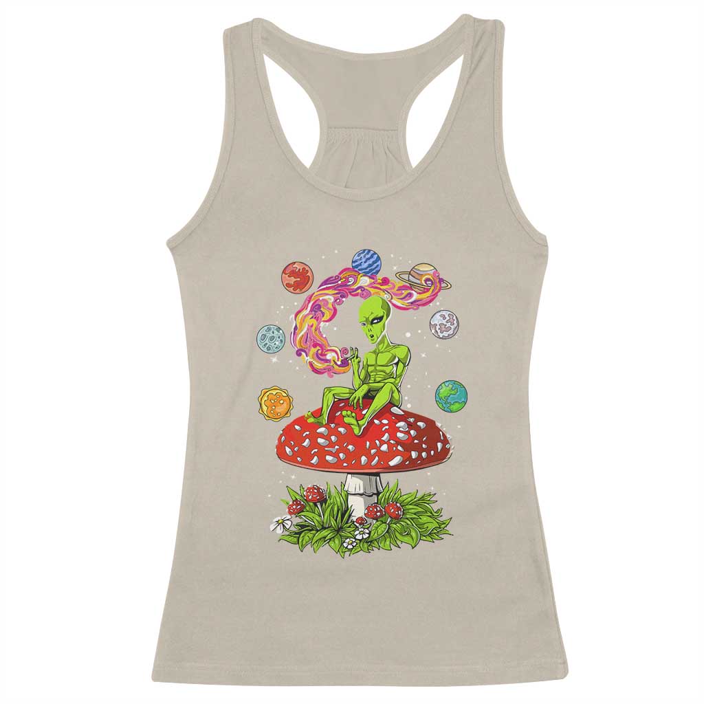 Outer Space Funny Alien Smoking Racerback Tank Top