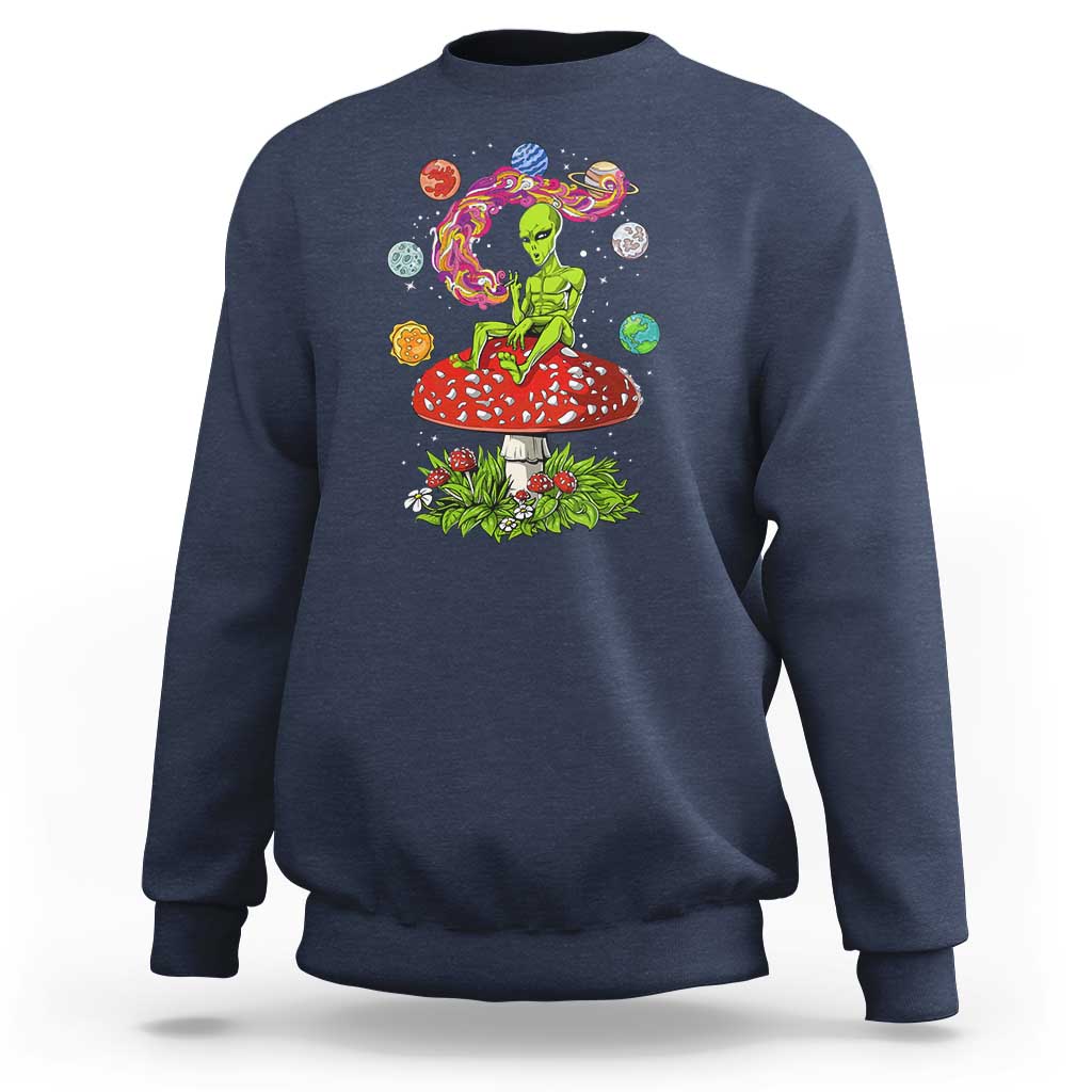 Outer Space Funny Alien Smoking Sweatshirt