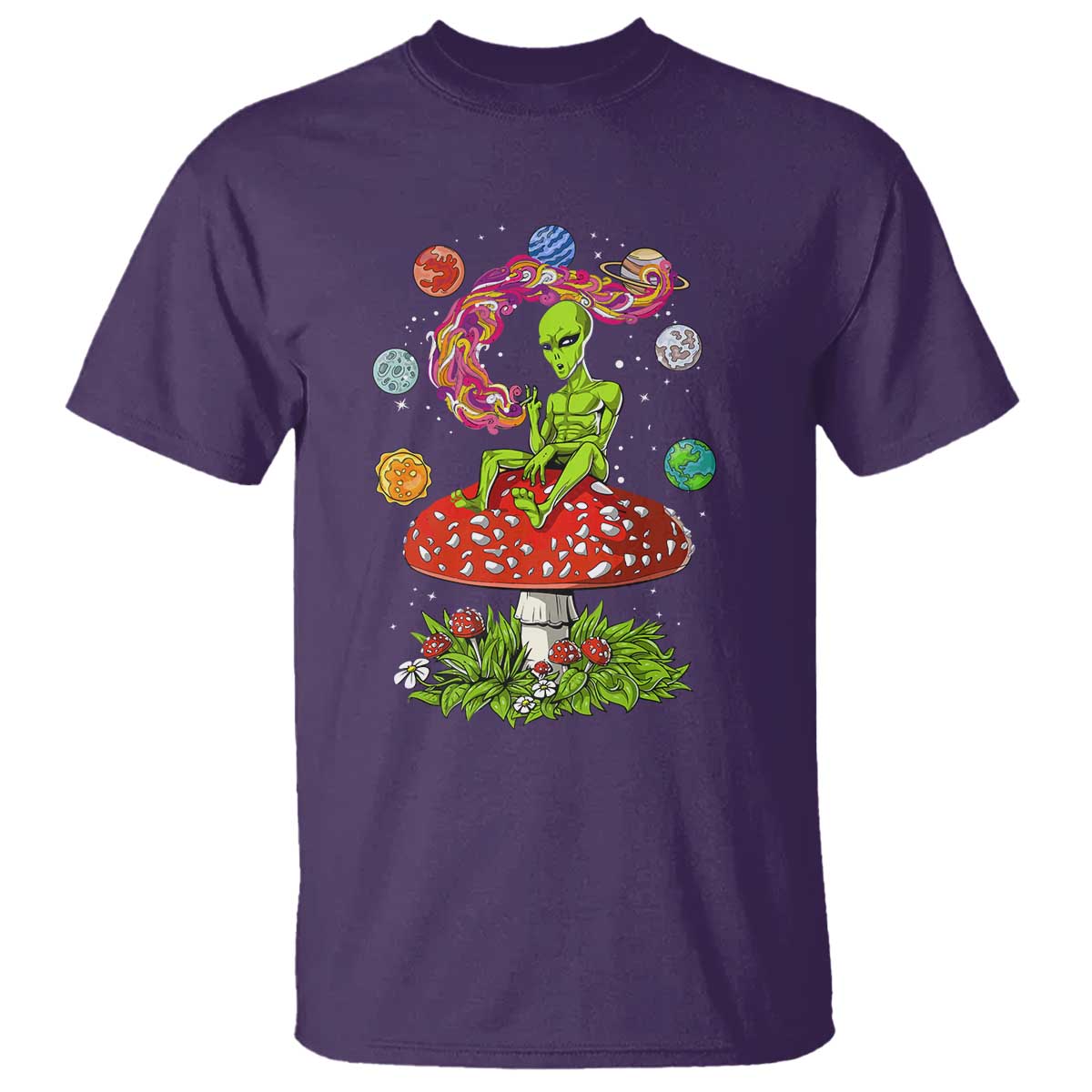 Outer Space Funny Alien Smoking T Shirt