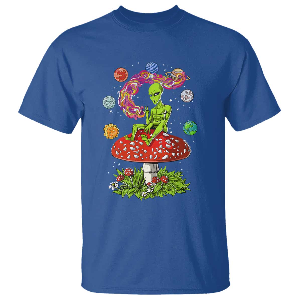 Outer Space Funny Alien Smoking T Shirt