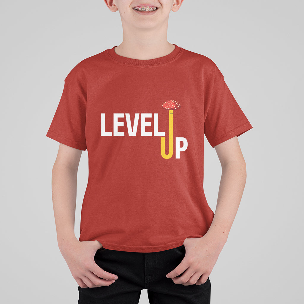 Level Up Mushroom Grow Your Own Way T Shirt For Kid - Wonder Print Shop